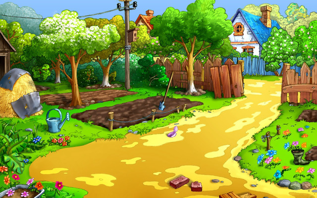 Cartoon garden dirt path house free wallpaper - medium preview image