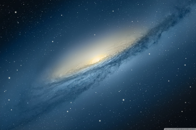 Bright blue galaxy yellow light free wallpaper - medium preview image