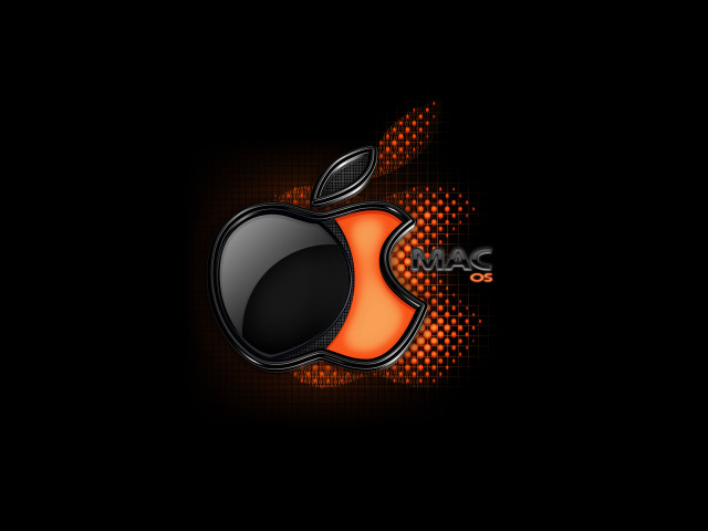 Apple logo black background orange free wallpaper - medium preview image