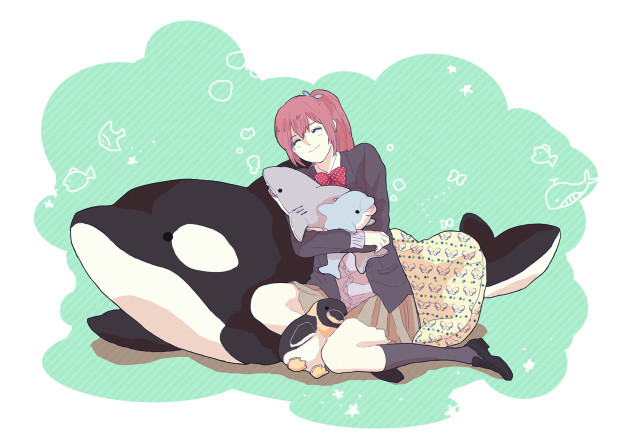 Woman whale cat dog magical free wallpaper - medium preview image