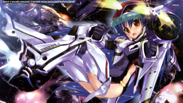 Anime character flying space gun free wallpaper - medium preview image