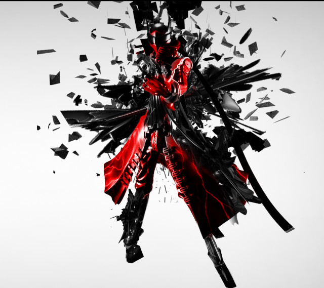 Broken glass sculpture red ribbon free wallpaper - medium preview image