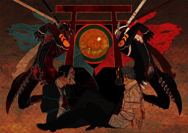 Swordfight red background shield circle free wallpaper - medium preview image