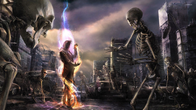 Skeletons city street fire hydrant free wallpaper - medium preview image