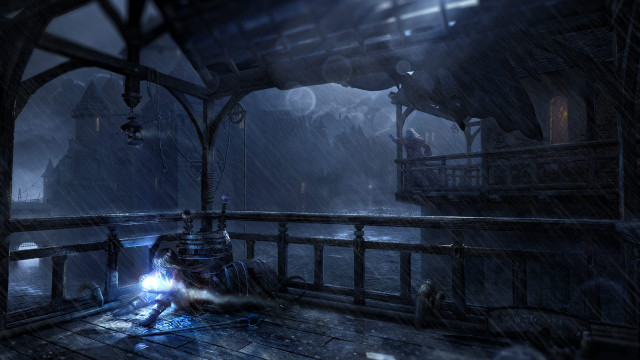 Dark room light balcony shining free wallpaper - medium preview image