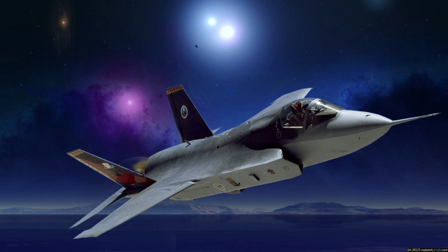Fighter jet moon sky distant free wallpaper - medium preview image