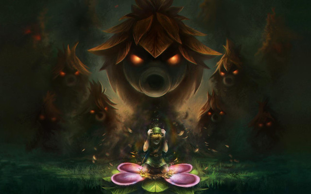 Woman flower giant mushroom glowing free wallpaper - medium preview image