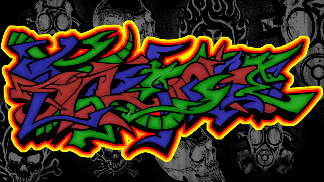 Colorful graffiti skull black outline free wallpaper - medium preview image