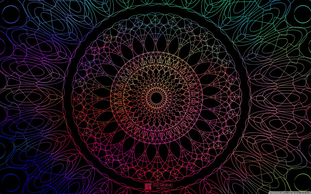 Colorful circular lines black rainbow free wallpaper - medium preview image
