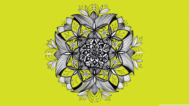 Black white flower yellow background free wallpaper - medium preview image