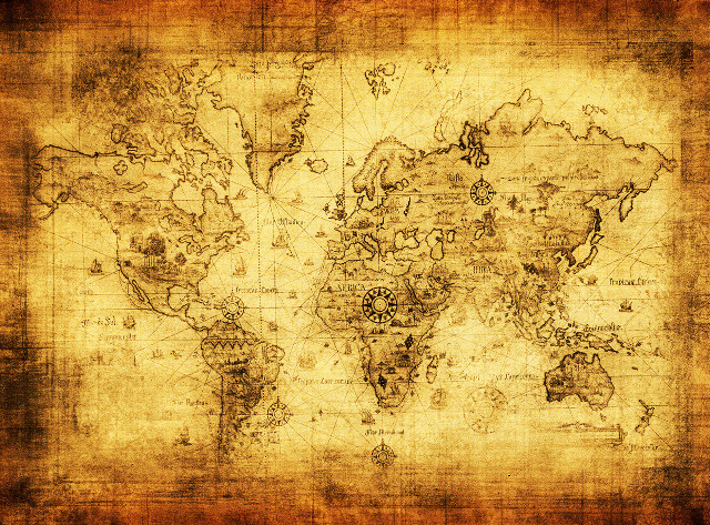 World map worn paper grungy free wallpaper - medium preview image