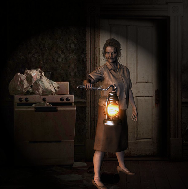 Woman holding lantern dark room free wallpaper - medium preview image