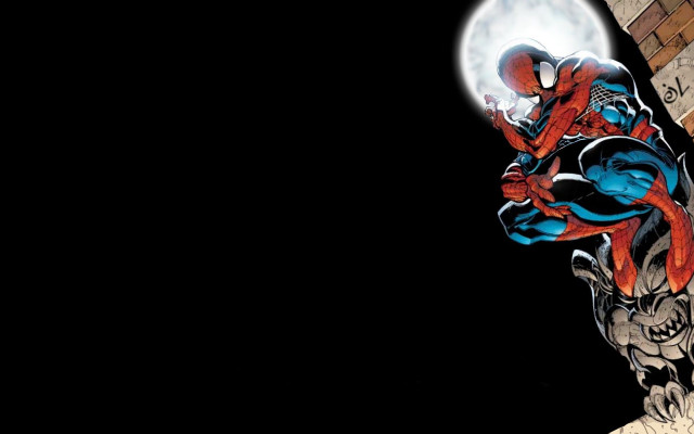 Spider man flying moon building free wallpaper - medium preview image