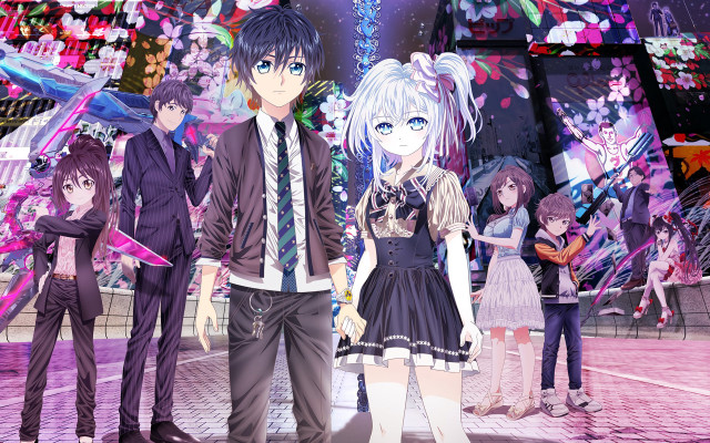 Anime characters building crowd woman free wallpaper - medium preview image