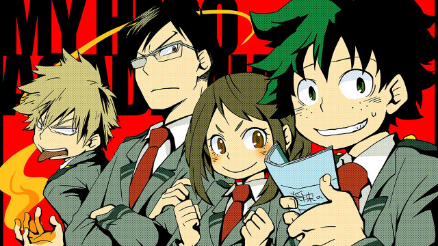 Anime characters group red background #5 free wallpaper - medium preview image