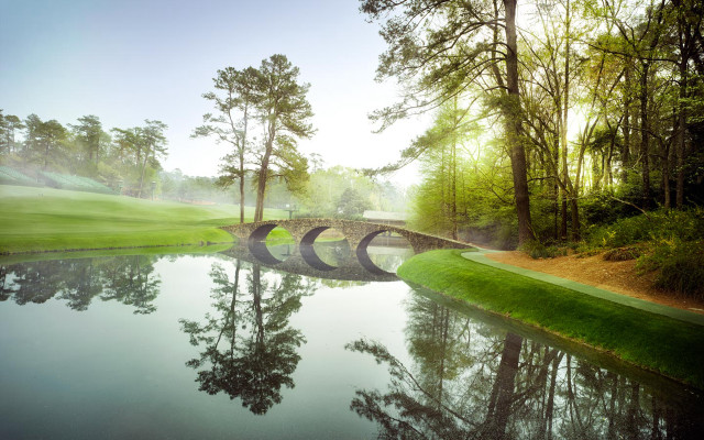 Bridge pond park green field free wallpaper - medium preview image