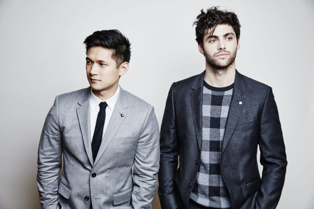 Two men suits white wall free wallpaper - medium preview image