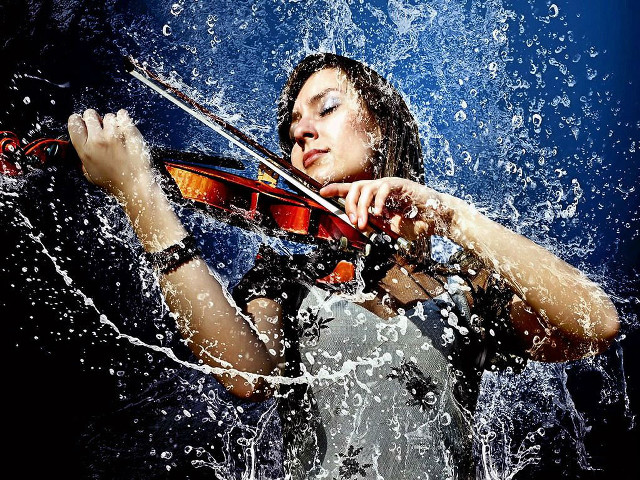 Woman violin water splash astral free wallpaper - medium preview image
