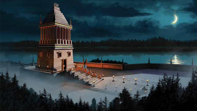 Clock tower forest night full free wallpaper - medium preview image