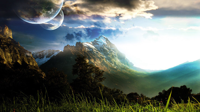 Mountain range earth background cloudy free wallpaper - medium preview image