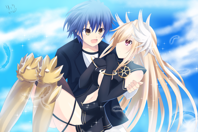 Anime couple cloudy day blue #2 free wallpaper - medium preview image