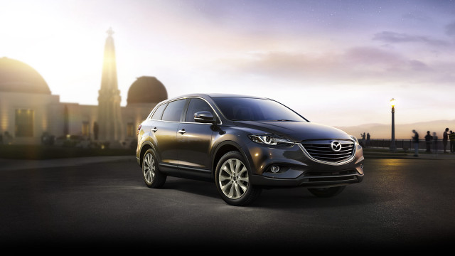 Black mazda suv city skyline free wallpaper - medium preview image