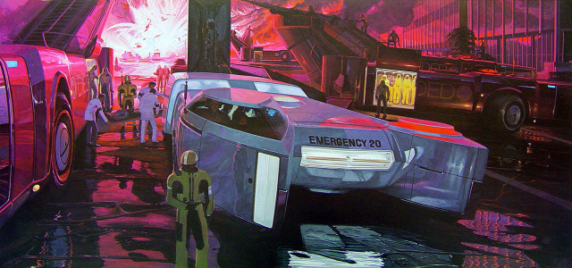Futuristic city car man pink free wallpaper - medium preview image