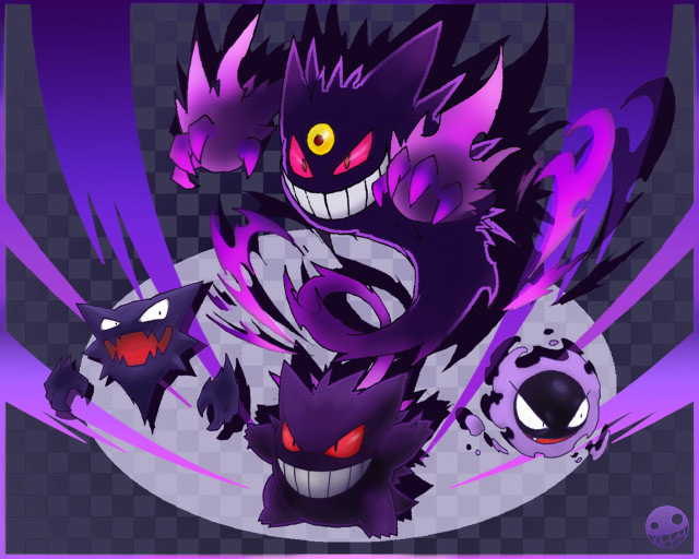 Cartoon monsters purple black colors free wallpaper - medium preview image