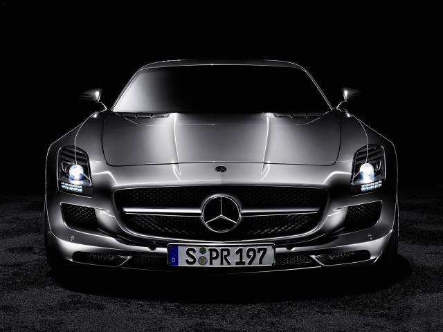 Silver mercedes sports car dark free wallpaper - medium preview image