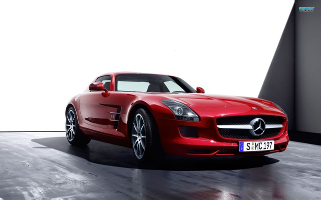 Red mercedes sls roadster garage free wallpaper - medium preview image