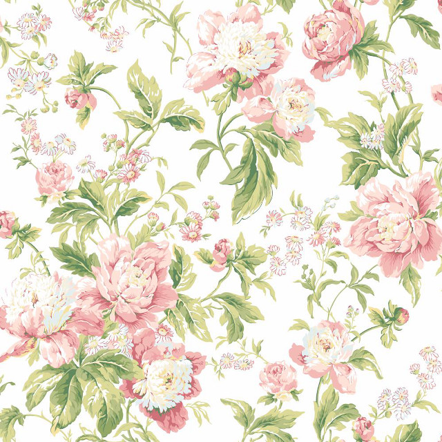Floral wallpaper pink flowers green free wallpaper - medium preview image