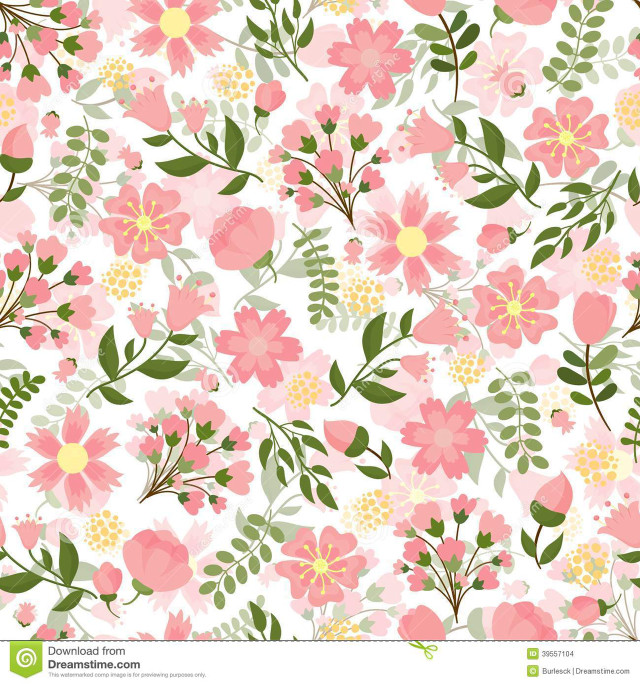 Pink flower pattern green leaves free wallpaper - medium preview image