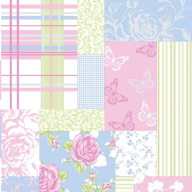 Patchwork roses butterflies floral jigsaw free wallpaper - medium preview image