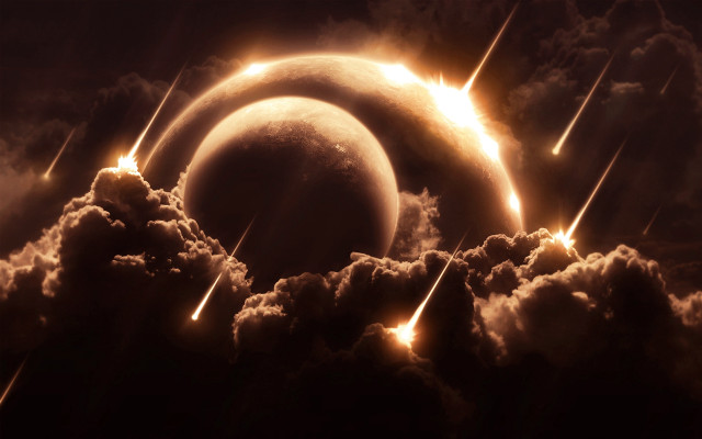 Solar eclipse black background clouds #2 free wallpaper - medium preview image