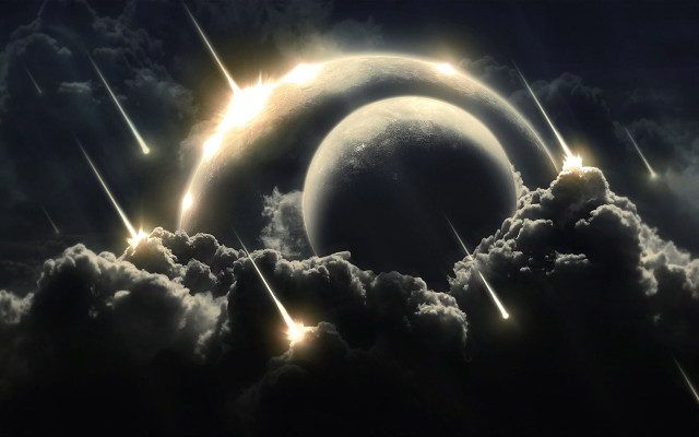 Solar eclipse black background clouds free wallpaper - medium preview image