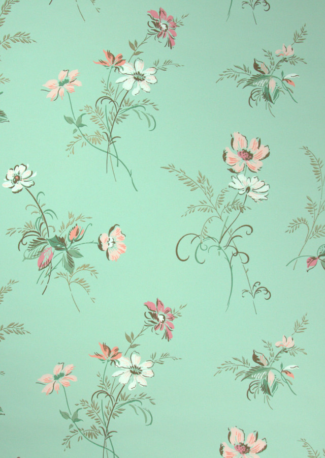 Flower pattern green background monogrammed free wallpaper - medium preview image