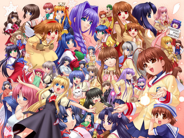 Anime girls long hair group #2 free wallpaper - medium preview image