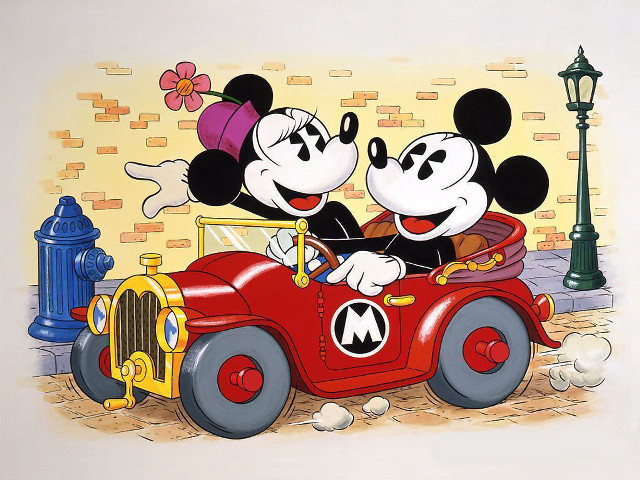 Mickey minnie red car fire free wallpaper - medium preview image