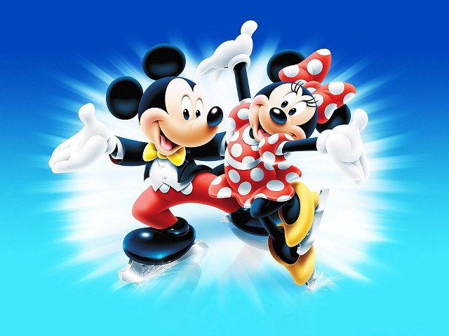 Mickey minnie figurines blue background free wallpaper - medium preview image