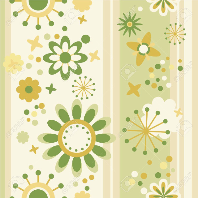 Floral green yellow stripes silk free wallpaper - medium preview image