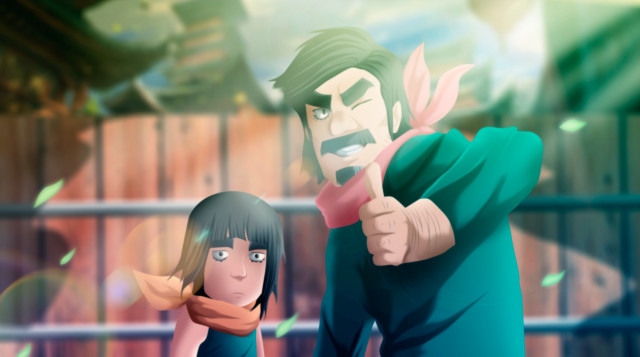 Cartoon character girl pointing air free wallpaper - medium preview image