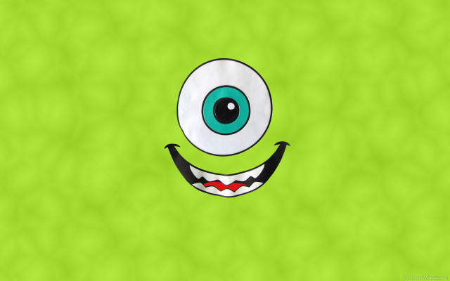 Green background cartoon monster eyes free wallpaper - medium preview image