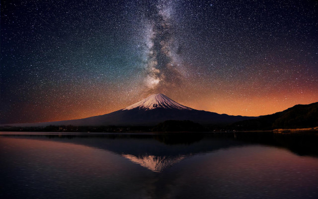 Mountain lake stars reflection water free wallpaper - medium preview image