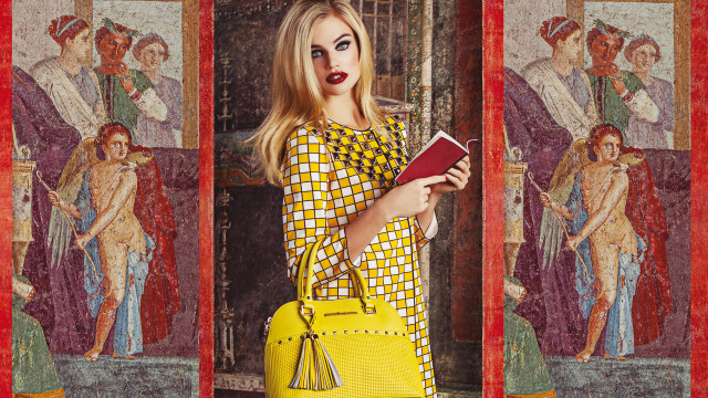 Woman yellow dress yellow purse free wallpaper - medium preview image