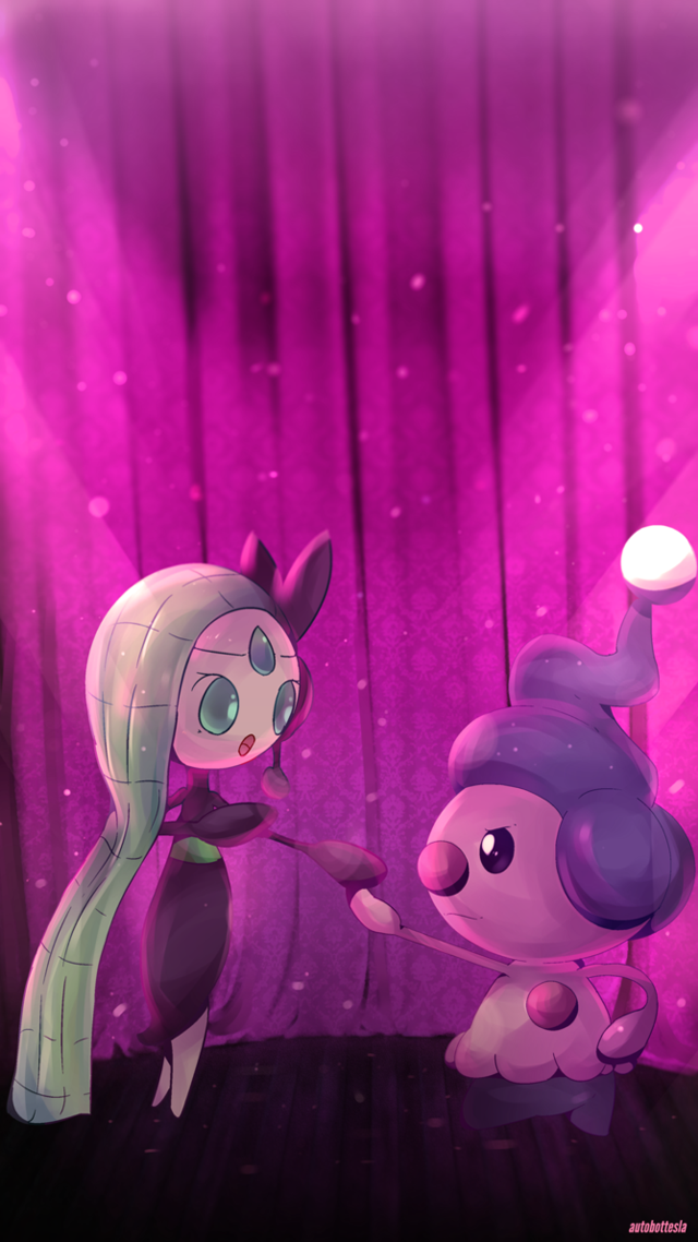Cartoon character handshake stage purple free wallpaper - medium preview image