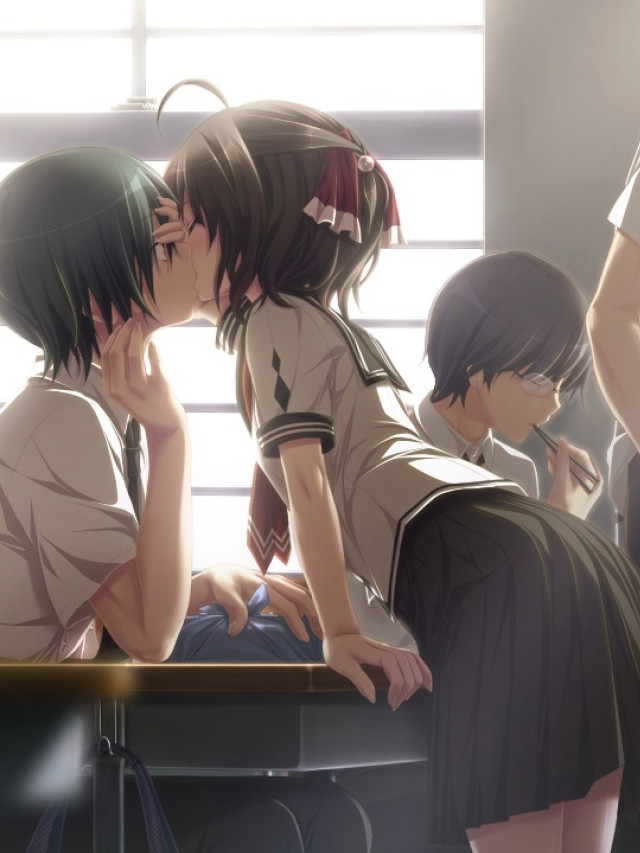 Couple kissing room people window free wallpaper - medium preview image
