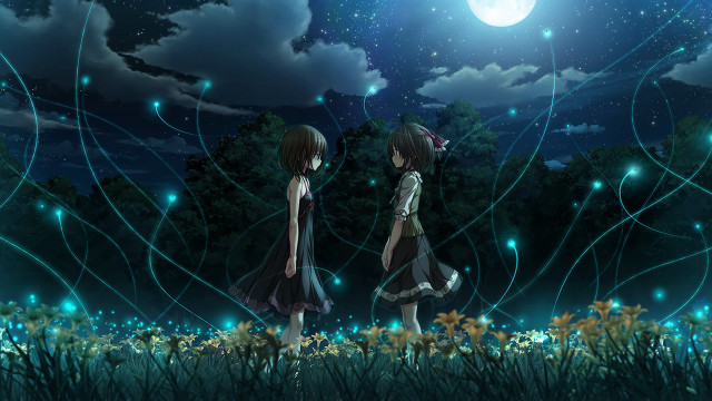 Anime girls field night full #2 free wallpaper - medium preview image