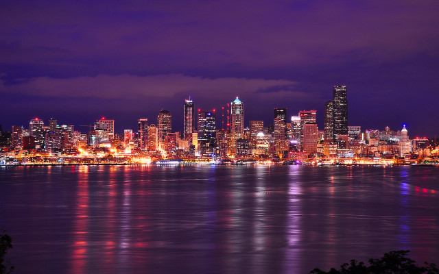 City skyline night purple sky #15 free wallpaper - medium preview image