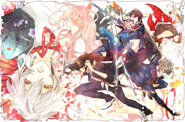 Anime characters swords bloodstains fight free wallpaper - medium preview image