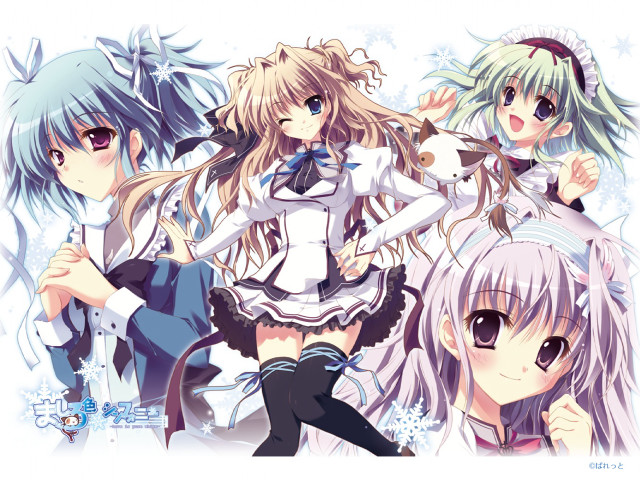 Anime girls snowflakes stars white free wallpaper - medium preview image